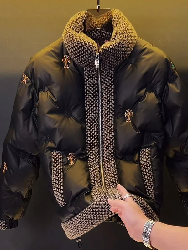 

High-End Men's down Jaet Trendy White Du down Thiened Stand Collar Winter Warm Outdoor Ci Casual Daily Wear