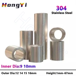 ID 9 10mm 304 Stainless Steel Bushing Washer Gasket Unthreaded Round Hollow Standoff Spacer Sleeve OD 12 14 15 16mm