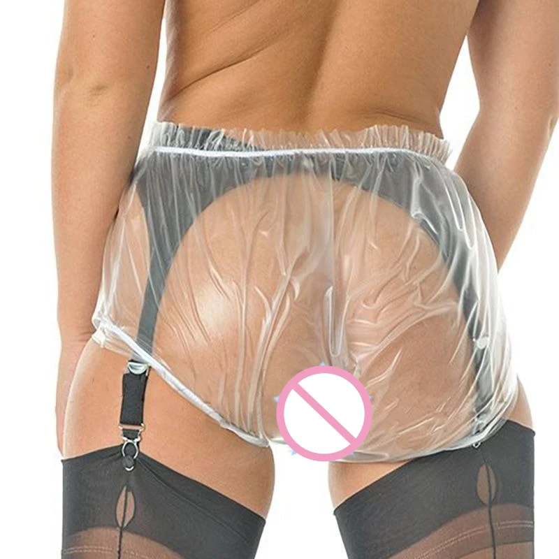 سراويل داخلية شفافة من مادة PVC عالية الخصر مقاس كبير ملابس داخلية نسائية من البلاستيك الناعم ملابس داخلية مريحة فضفاضة