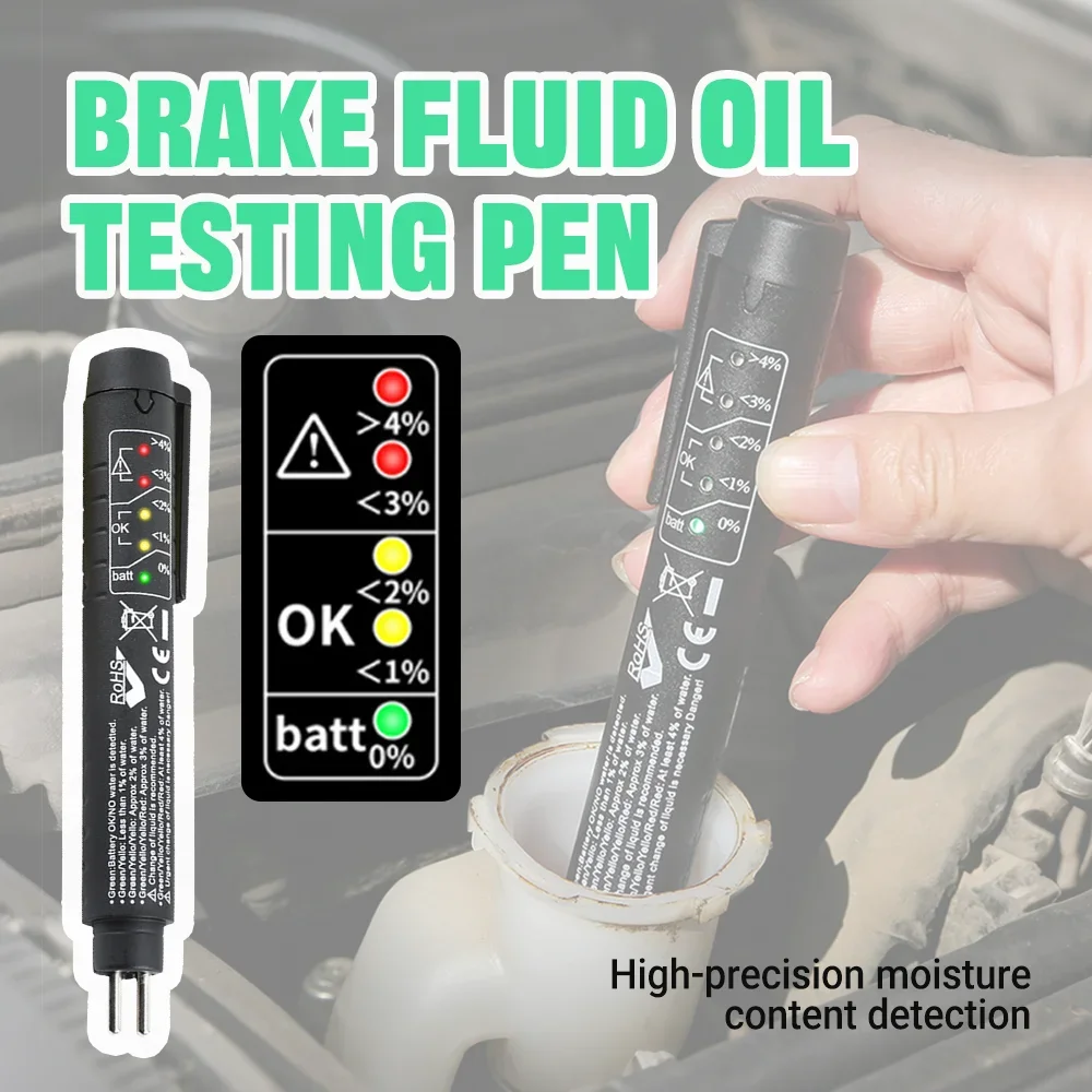 Car Brake Fluid Tester Diagnostic Tool 5 LED Display For DOT3 DOT4 DOT5 Brake Oil Moisture Tester Pen Auto Accessory