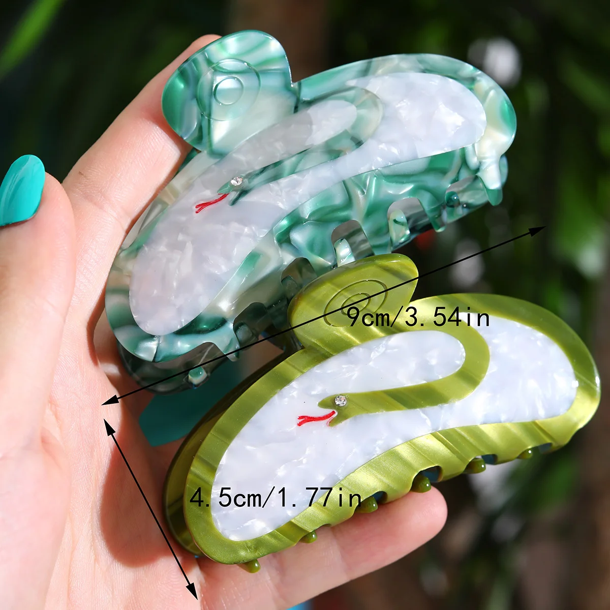 1 pcs personalized dark green acetic ethyli acid snake hair claw clip view 5