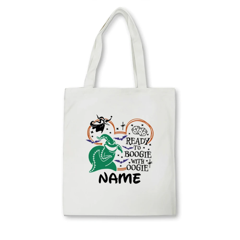 Ready To Boogie With Oogie Tote Bag Name Bag Nightmare Before Christmas Gift Spooky Tote Bag Canvas Tote Bag Oogie Boogie