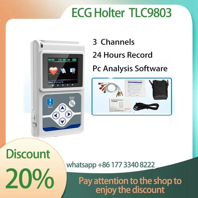 Genuine CONTEC TLC 9803 3 Channels ECG Holter, EKG Holter, Dynamic ECG Monitor System, 24 hours ECG Recorder TLC9803