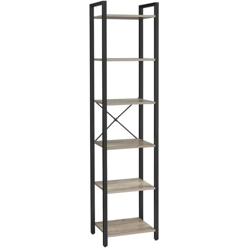 

VASAGLE 6-Tier Tall Bookshelf Narrow Bookcase with Steel Frame Skinny Book Shelf for Living Room Home Office Study