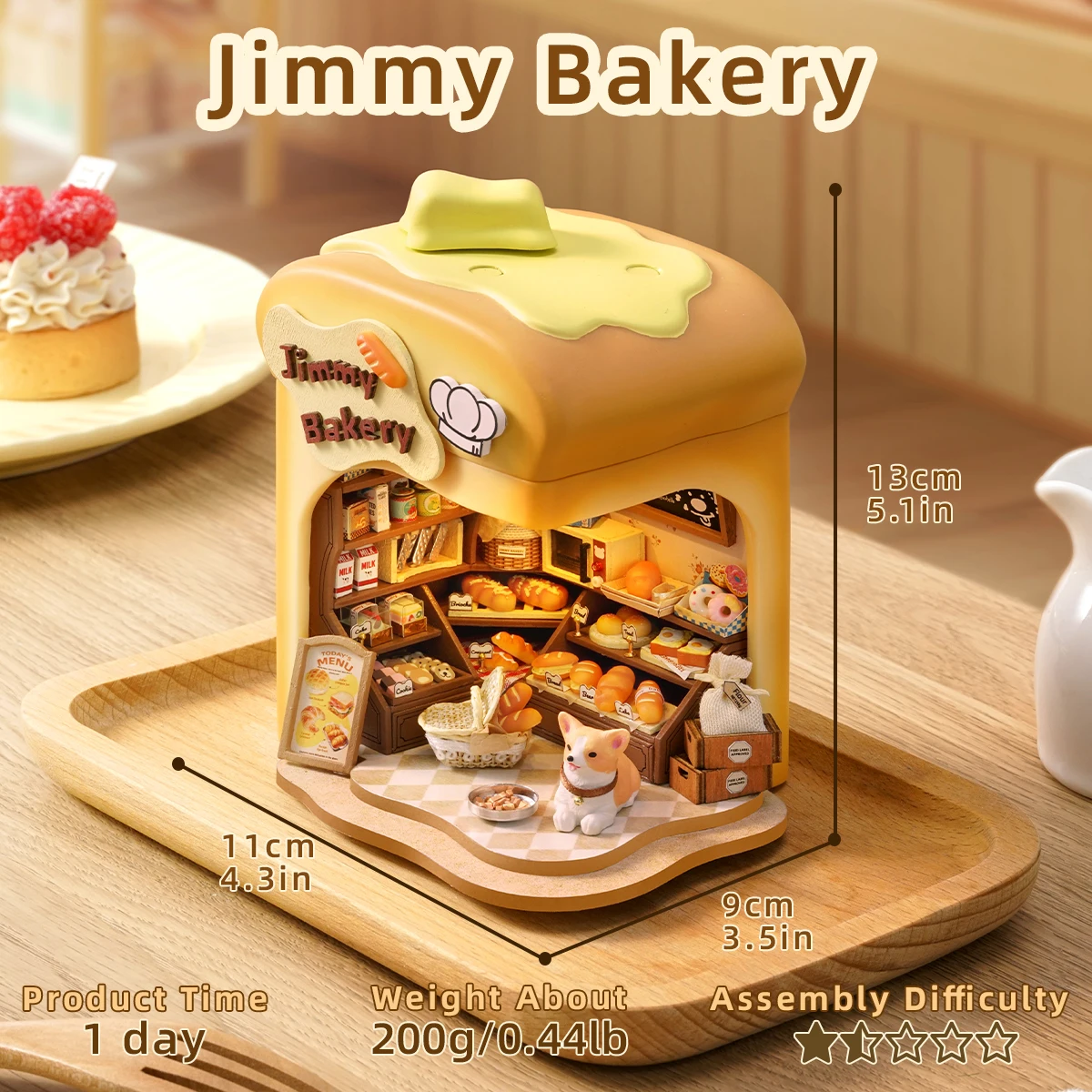 Nuevo Kit de modelo en miniatura de madera DIY, tienda de panadería Jimmy, casas de muñecas de rompecabezas 3D con luces de muebles para amigos, regalos de cumpleaños