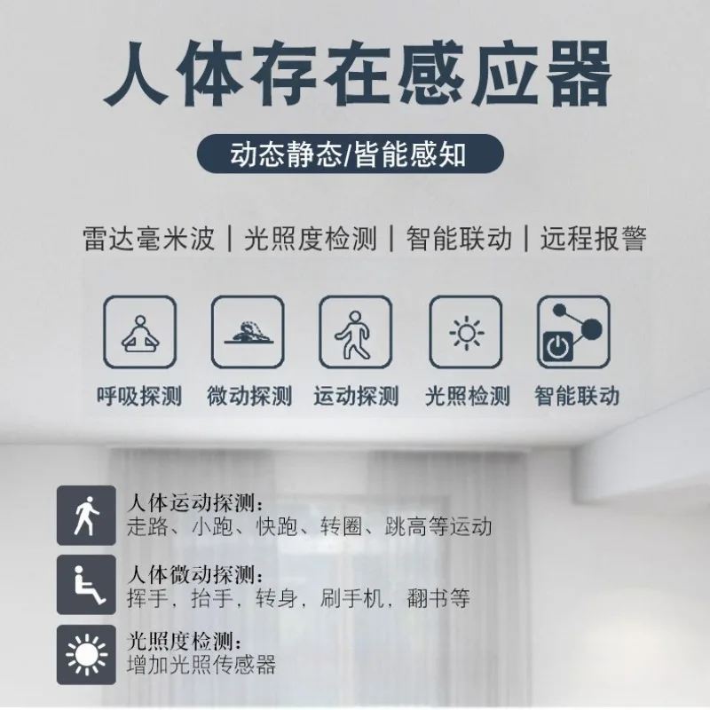 24G Millimeter Wave Radar Human Presence Sensor With Illuminance Detection Smart Induction Detector Home Automation Sensor