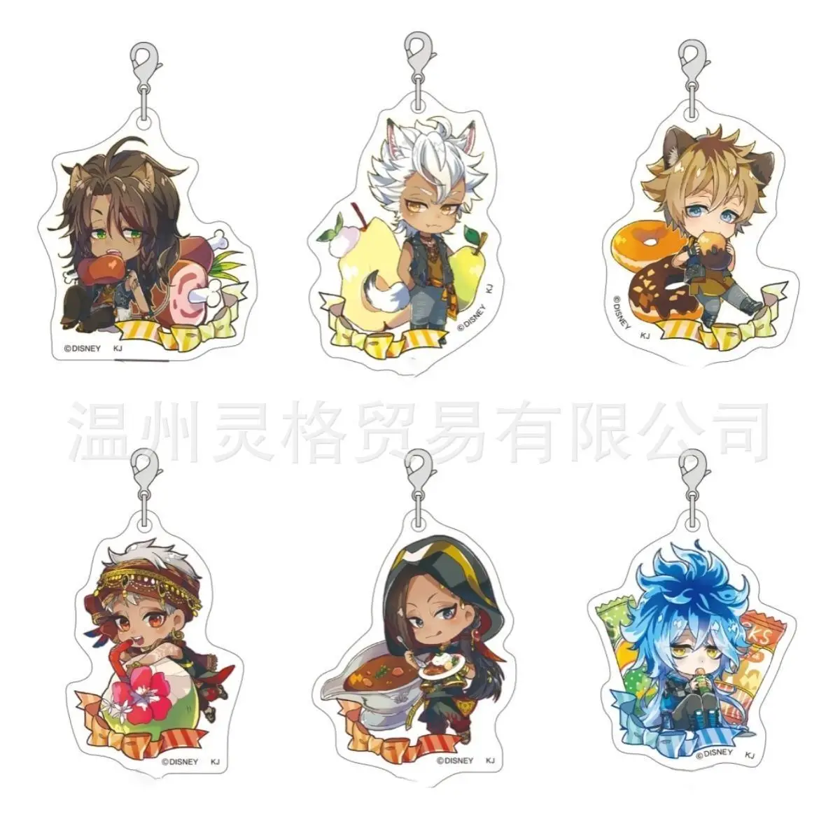 Disney Twisted-Wonderland Acryl-Schlüsselanhänger Trey Clover Jack Howl Anime-Zubehör Alle Mitglieder Rollen-Modellierung Foodie-Schlüsselanhänger