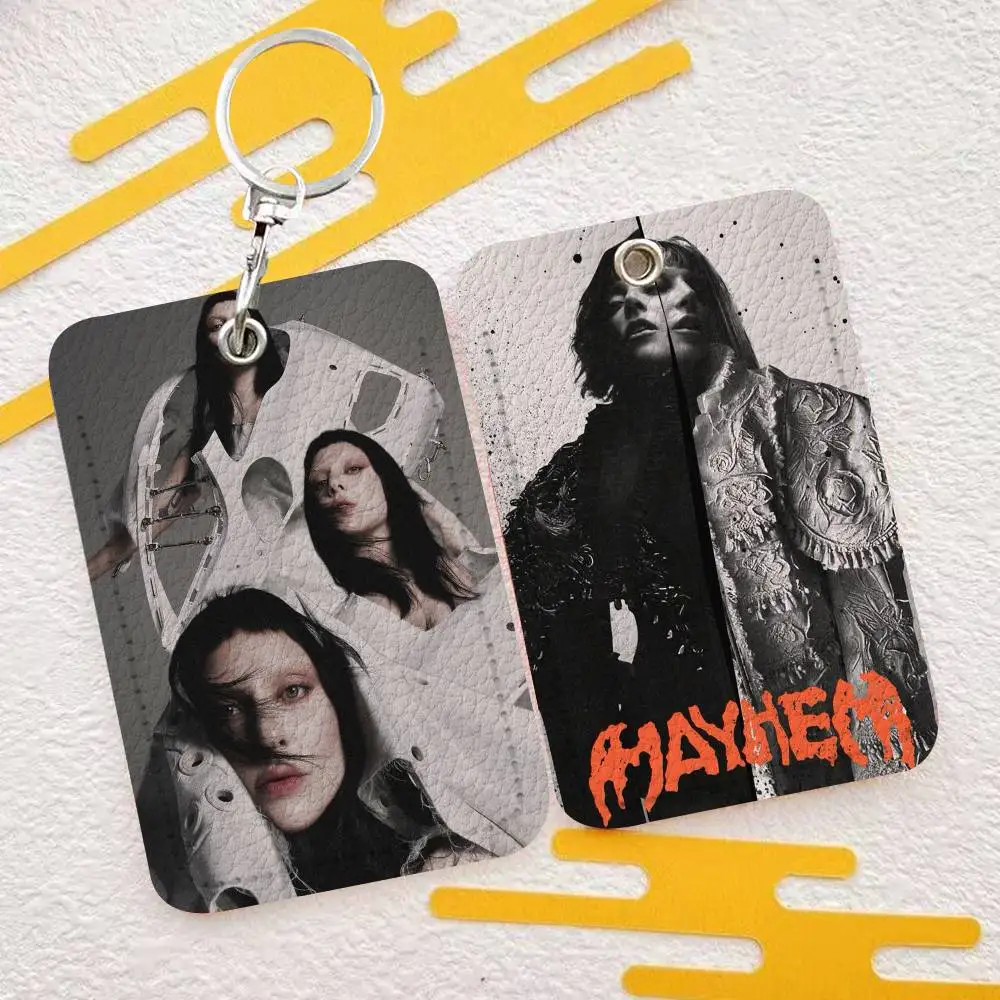 

Кожаный чехол-брелок для карт Singer L-Lady Gaga Mayhem с кольцом для ключей для повседневного использования