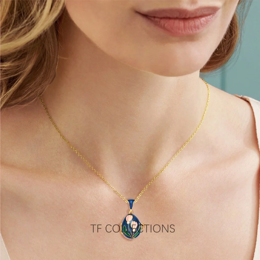 YAFFIL Enamel Colored Egg Necklace, With Three Color Detachable Pendant, A Rare And Luxurious Neck Chain
