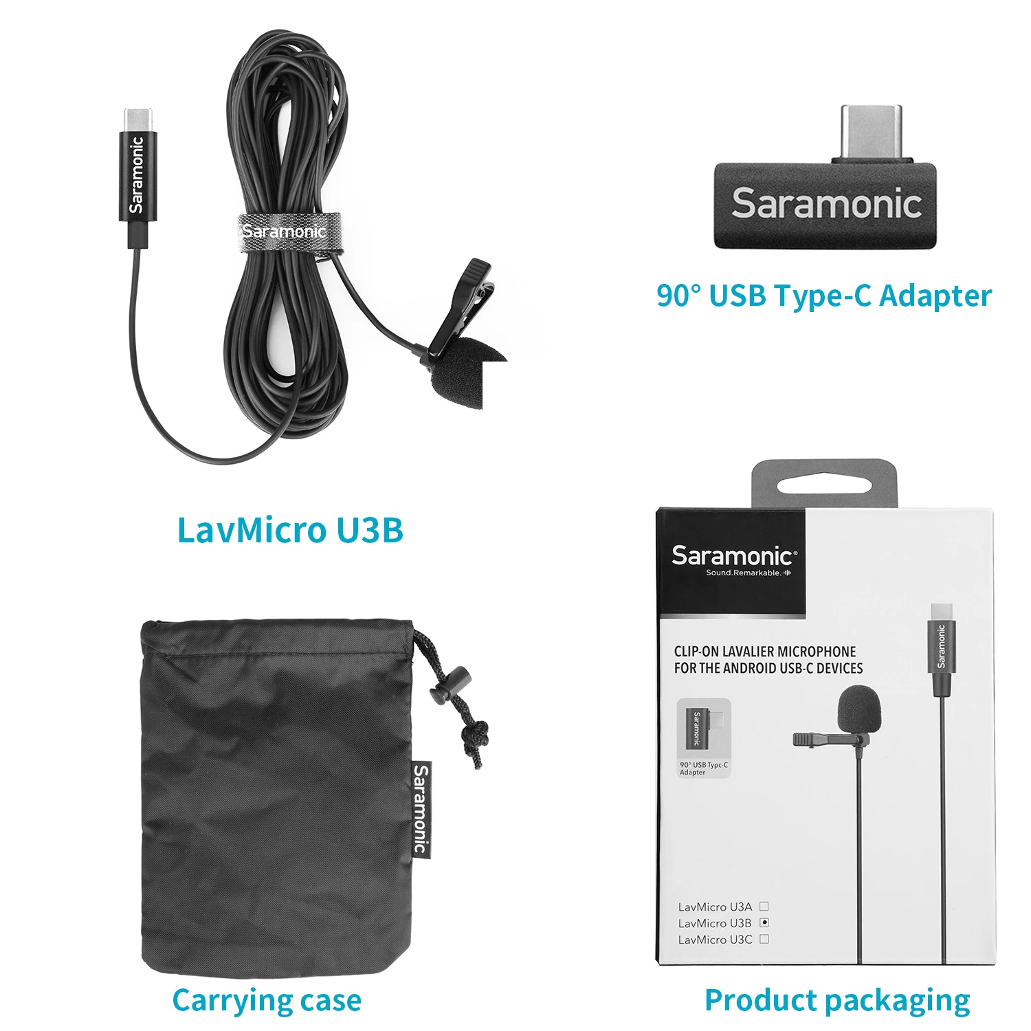 Saramonic LavMicro U3B Clip-on Lavalier Lapel Microphone for Android USB-C Devices Computer Youtube Video Recording Streaming