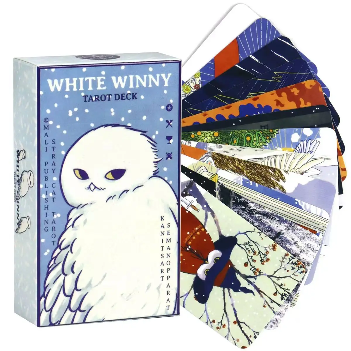 White Winny Tarot-Whimsical Owl Guide for Intuitive Readings & Self-Dovery 78 sztuk kart 10,3 * 6 cm