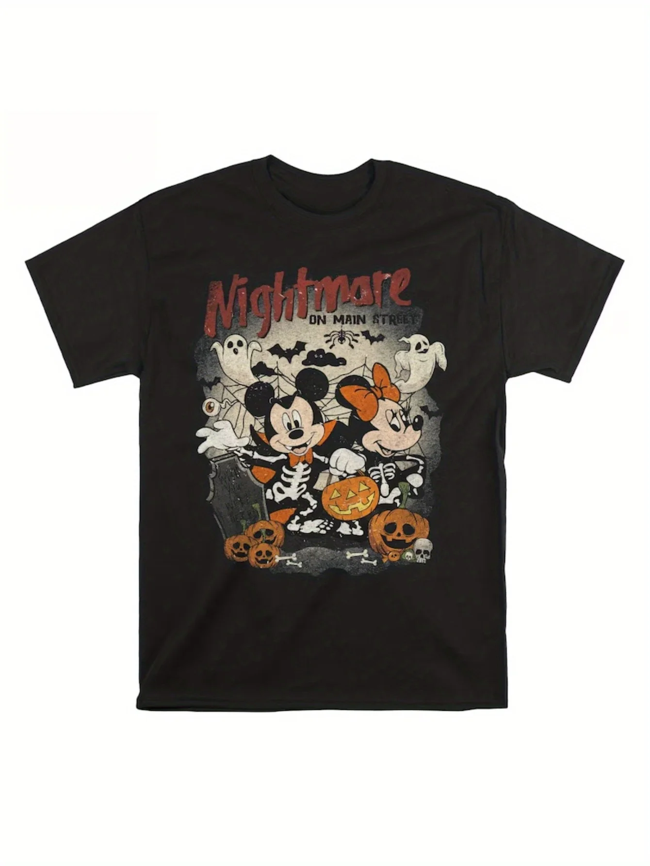 

Детская летняя футболка с Микки Маусом и Минни для мальчиков и девочек на Хэллоуин, семейная одежда для родителей и детей, повседневная удобная одежда с короткими рукавами для мужчин и женщин