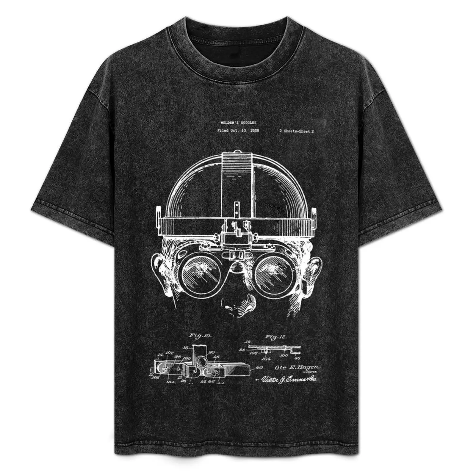 

Vintage Steampunk Welding Goggles Blueprint Patent Drawing T-Shirt Graphic Print Short Sleeve T-Shirt