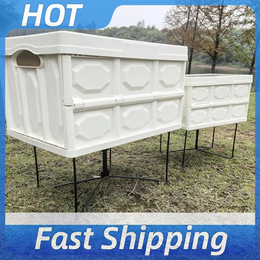 

Camping Foldable Metal Stand Carbon Steel Organizer Box Folding Stand Outdoor Storage Boxes Shelves for Outdoor Picnic Fishing