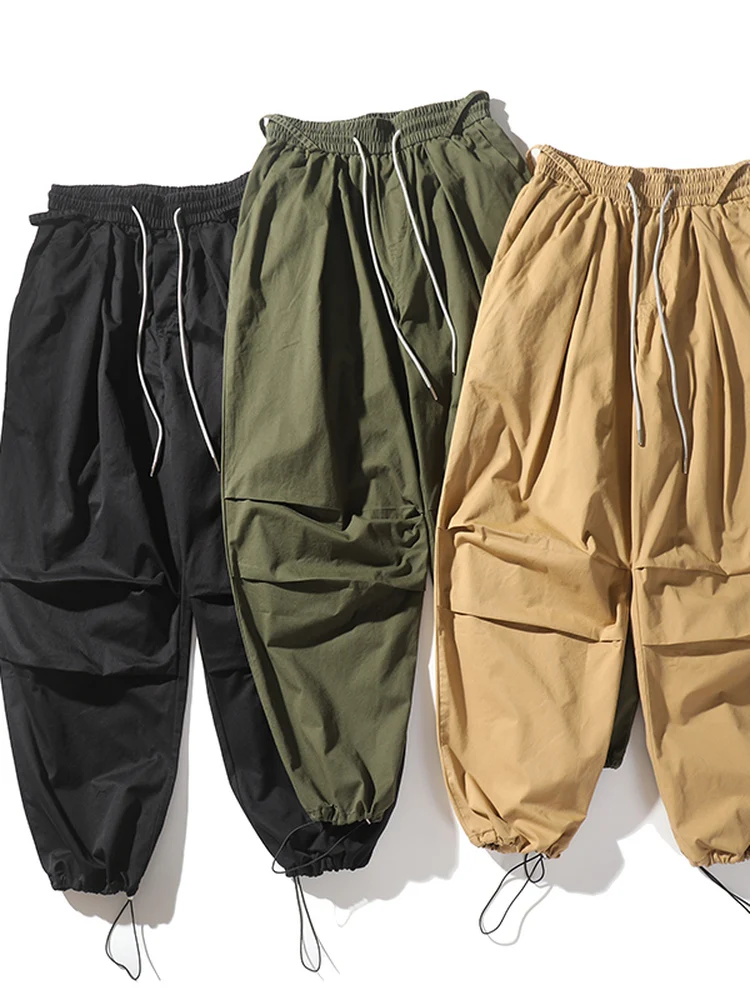 

Men's Casual Pants Autumn New Sle Loose Fit Elastic Waist Baggy Cuffed Breathable Cotton Flat Front Trousers Faionable Pr...