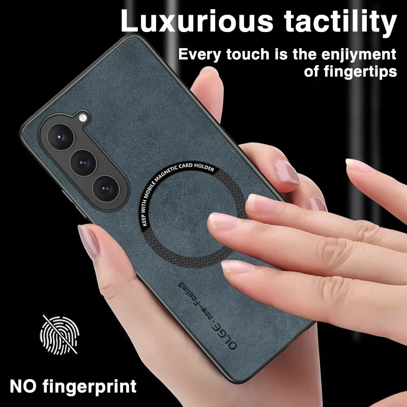 حافظة جلدية مغناطيسية لهاتف Magsafe لهاتف سامسونج جالاكسي S23 S22 Ultra S21 FE S25 S24 غطاء مقاوم للصدمات بشحن لاسلكي فاخر #3