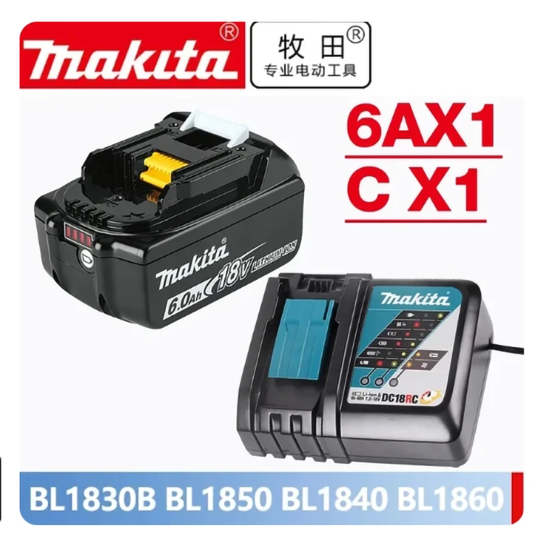 

100% Makita Original 18V 6Ah/5Ah Lithium ion Rechargeable Battery 18v drill Replacement Batteries BL1860 BL1830 BL1850 BL1860B