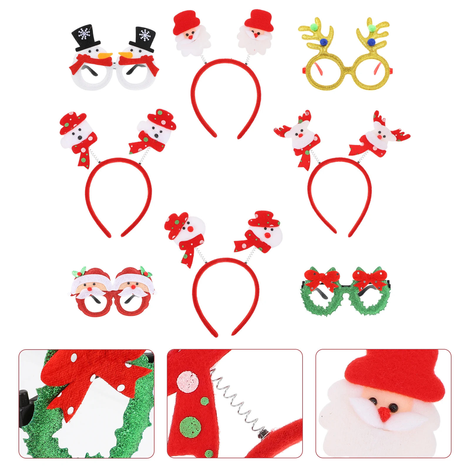 

Christmas Headband Glasses Xmas Hair Ornament Prop Decor Decoration Hoops Fake Eyeglasses Wedding Costume Props