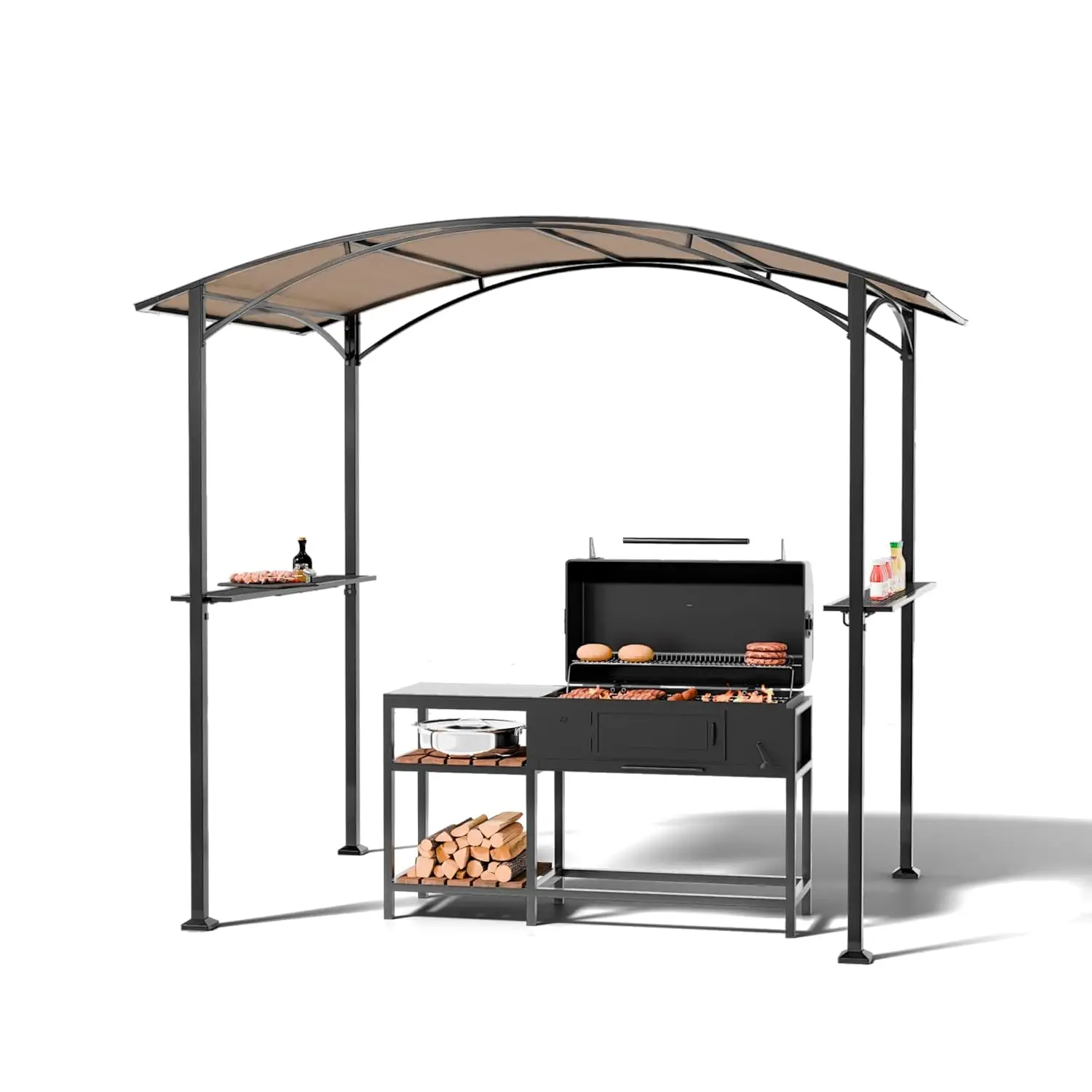 

8x5 Grill Gazebo with Canopy - Heavy-Duty Metal Frame,with Serving Shelf & Storage Hooks, Outdoor Sunshade Shelter, Customized