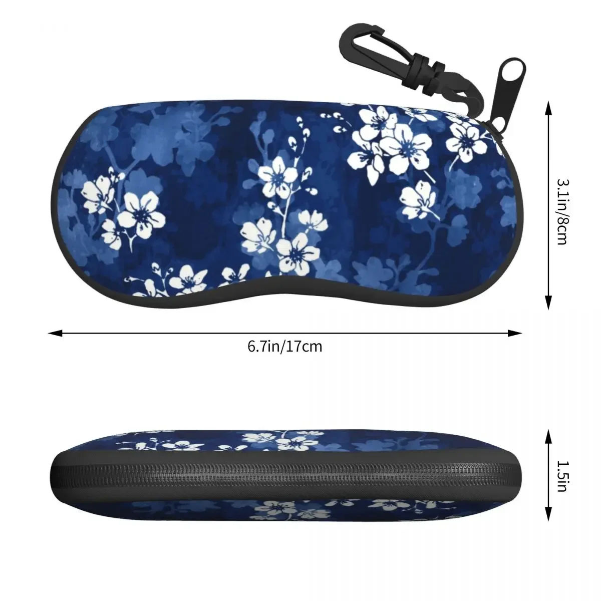 Sakura Blossom In Deep Blue Shell Eyeglasses Protector Cases Cool Sunglass Case Pattern Cherry Japanese Flowers Glasses Pouch