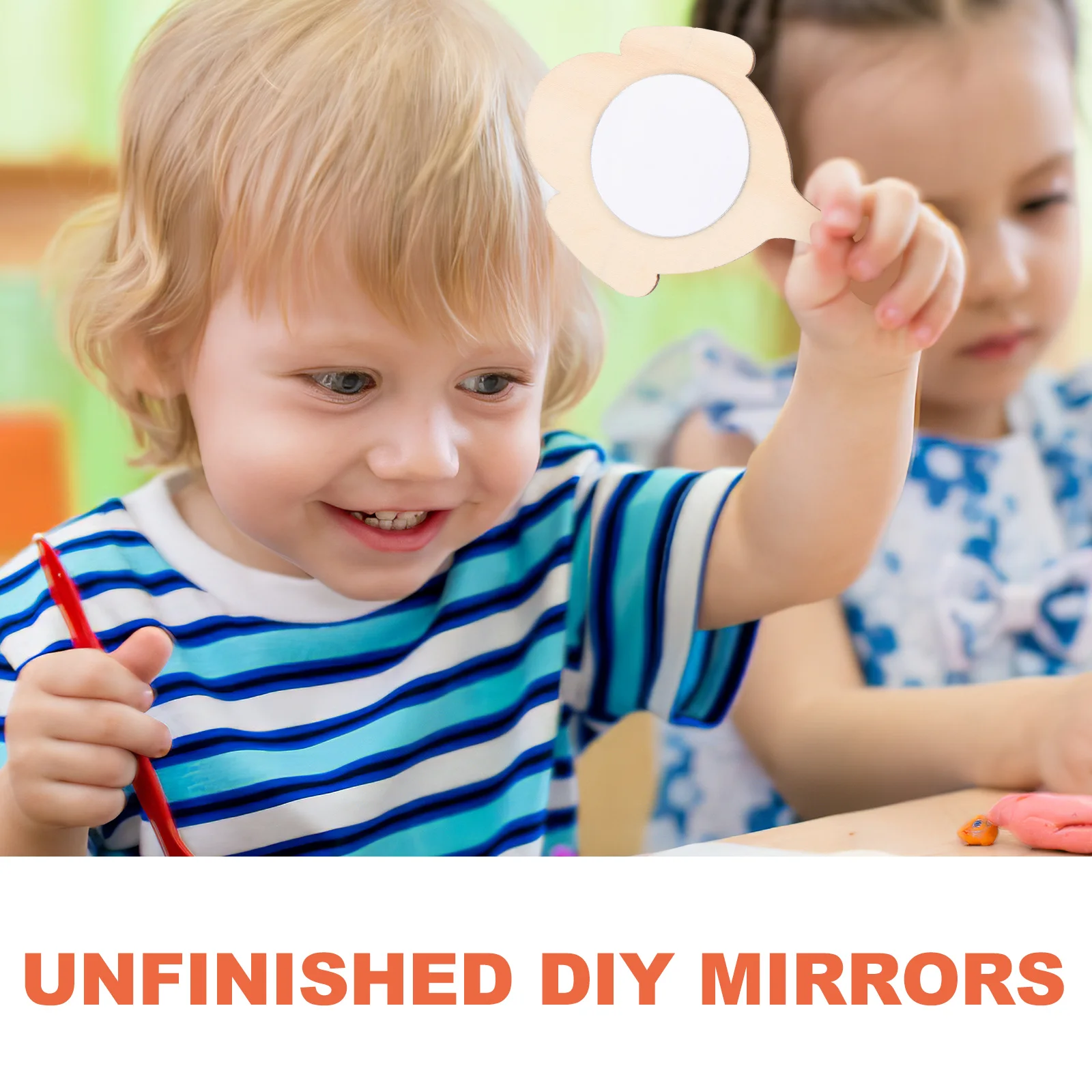 Miroirs à main en bois inachevés pour enfants, 10 pièces, fournitures artisanales pour peinture décorative, Mini miroir, cadeau, activité créative