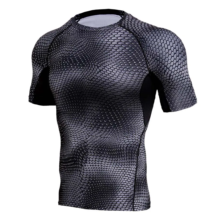 Quick Dry Compressie Shirt Mannen Running Tshirt Korte Mouwen Strakke Rashgard Korte Top Bodybuilding Fitness Kleding Gym Sportkleding