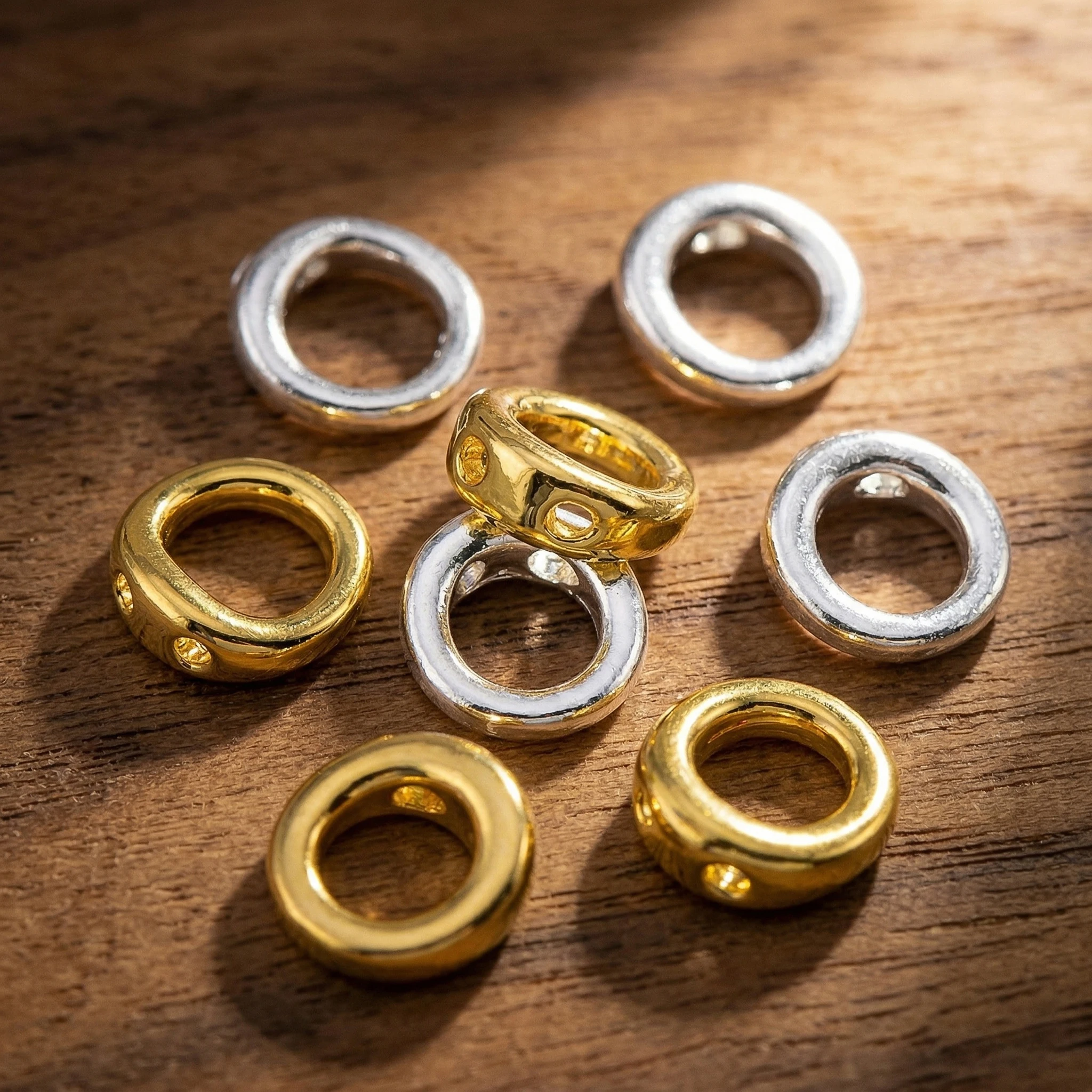 10pcs 20pcs Brass End Bead Tip Double Hole Connector Rings End Caps 5.5mm Dia. for Necklace Bracelet Jewelry Making Accessories