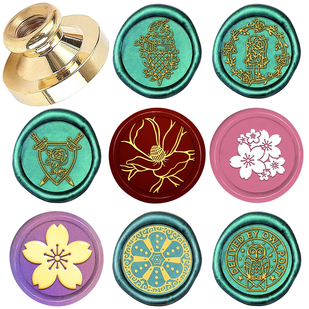 Rose Sword Vine Ice-cream Pattern Wax Stamps Creative Removable Brass Stamp Heads For Envelopes Invitations Gift Cards