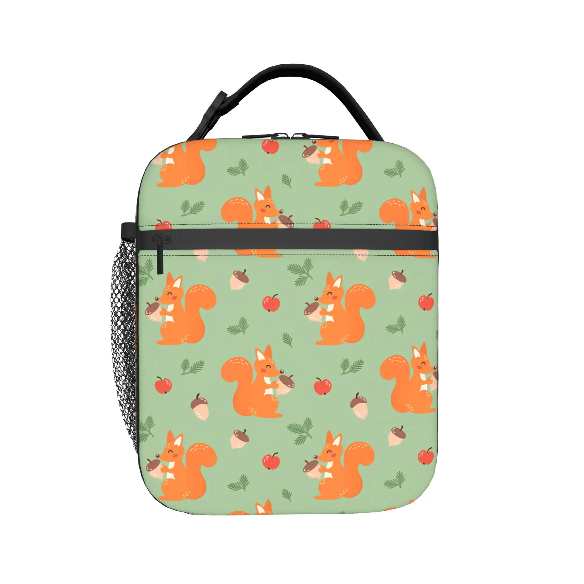 Cute Green Squirrel(1) Lunch Bag  Leisure Lunch Box For Unisex Picnic Convenient Cooler Bag Oxford Print Thermal Tote Handbags