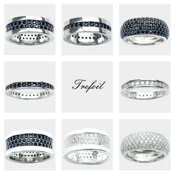 Wedding Bands Rings Black White CZ 925 Sterling Silver Jewelry Europe Styling Classic Trendy Bijoux Gift for Men Boy Women