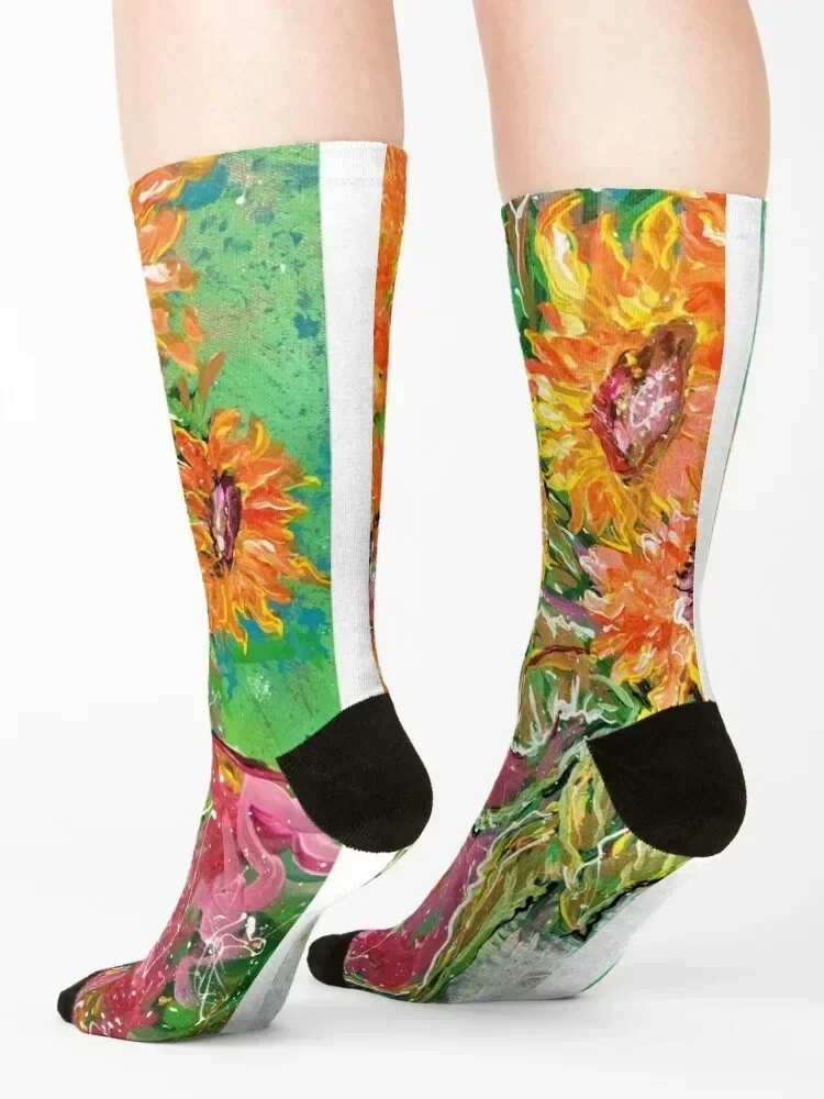 Sunflowers in a pretty Vse - Original Art by Francesca Socks cute cycling winter thermal Non-slip Women Socks Men's