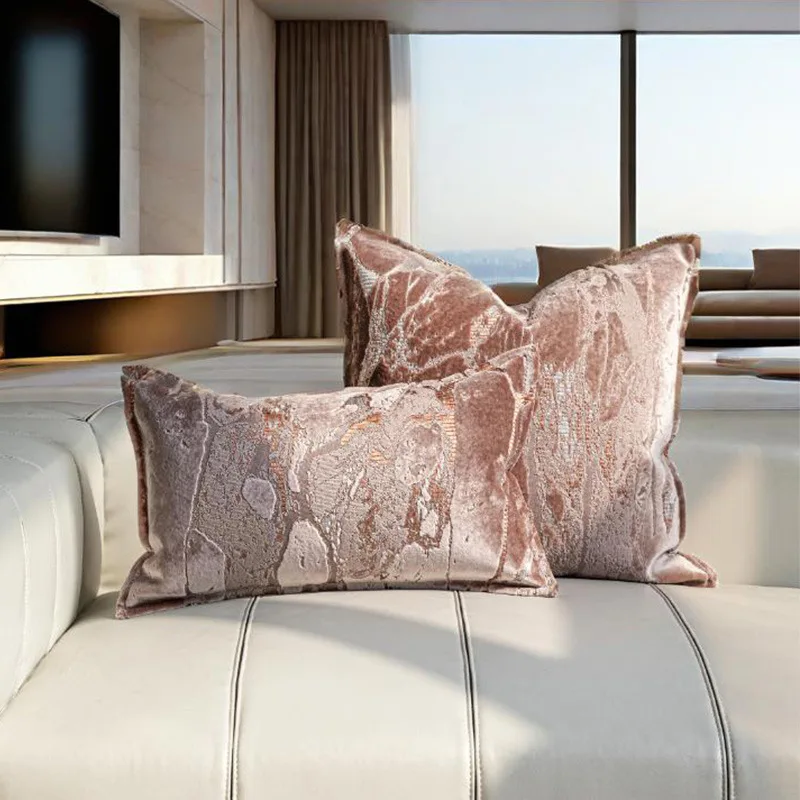 Design Luxury Cushion Cover 30x50 50x50cm Pink Velvet Square Pillowcase For Home Hotel Bed Living Room Sofa
