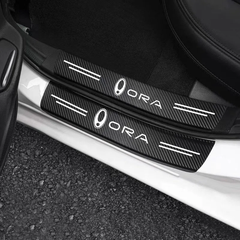 Carbon Door Sill Plate Protector Stickers For Great Wall Ora Good Cat GT Ballet Ca tWhite Cat IQ Flash Cat Black Cat Accessories