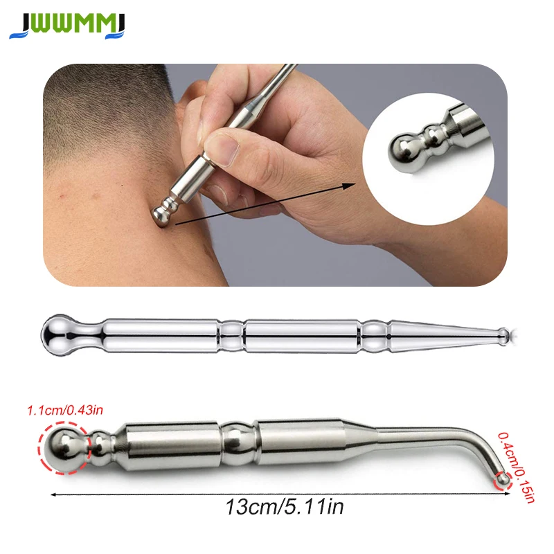 

1pcs Stainless Steel Deep Tissue Massage Tool Manual Pen Facial Reflexology Massage Tool Retractable Acupuncture Pen