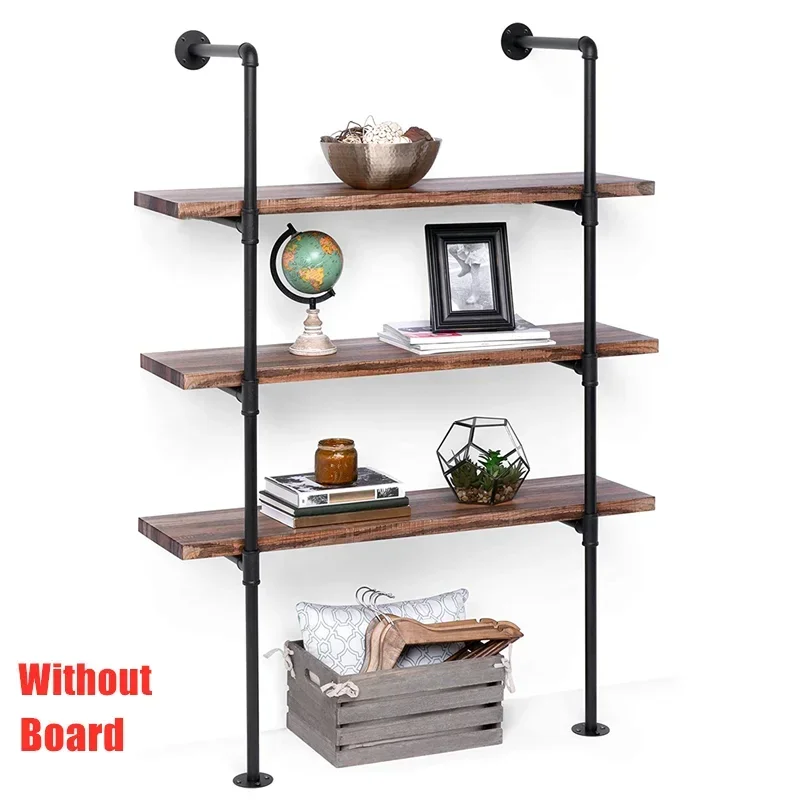 Imagem -06 - Ferro Tubo Prateleiras Wall Shelf Suporte Pendurado Prateleiras de Armazenamento Mobiliário Industrial Faça Você Mesmo Home Decor Tiers Pcs Preto