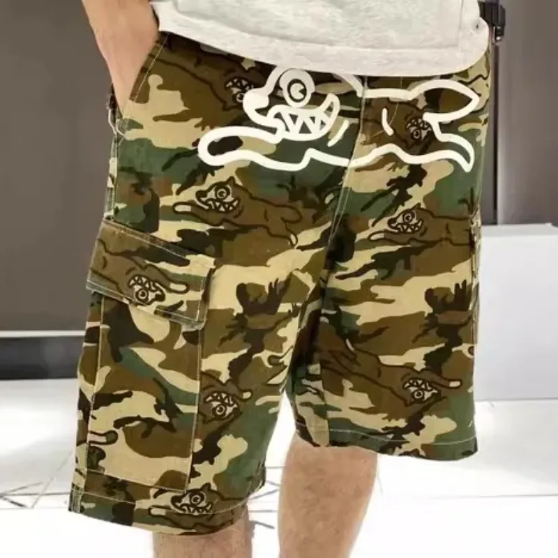 

NEW Vintage American Camo Denim Shorts Men and Women Hip Hop Cartoon Graphic Retro Blue Baggy Casual Shorts Clothing Men Shor