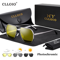 CLLOIO Anti-glare Day Night Vision Glasses Men Women Polarized Driving Sun Glasses Square Aluminum Photochromic Sunglasses UV400