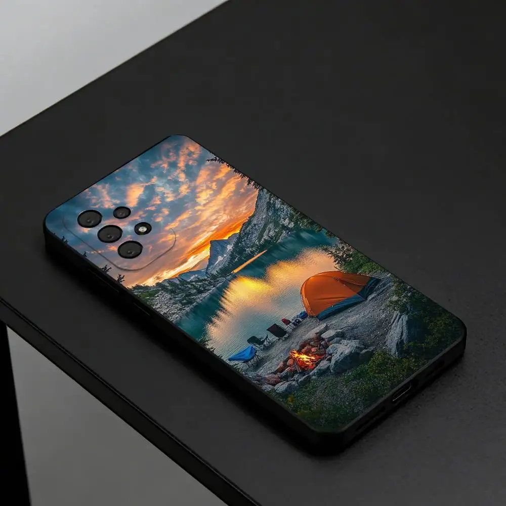 Mountain Nature Outdoor Camping  Phone Case For Samsung S26,S25,S24,S23,S22,Plus, Soft Silicone Black Cover