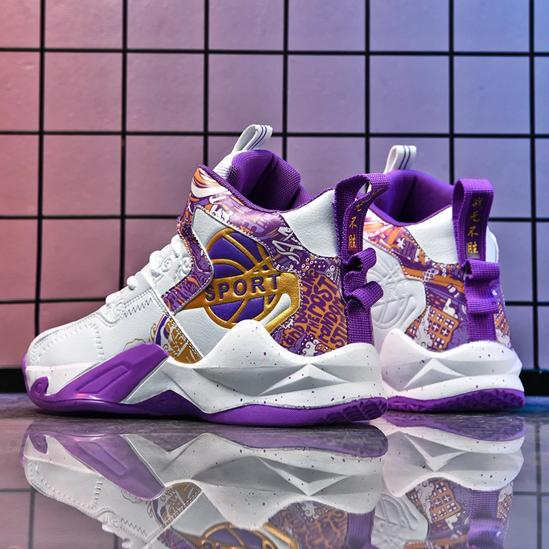 

Мужские баскетбольные кроссовки, уличные тренировочные спортивные теннисные туфли, высокие кроссовки, нескользящие роскошные баскетбольные кроссовки для женщин