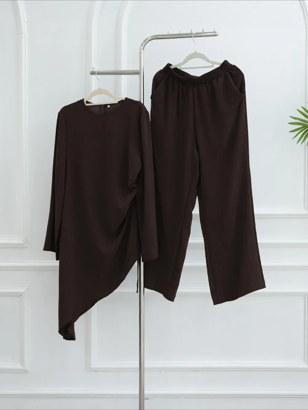 

Eid Women 2 Piece Set Long Shirt Wide Leg Pant Muslim Sets Abaya Ramadan Arab Long Robe Morocco Kaftan Outfits Suits 2025