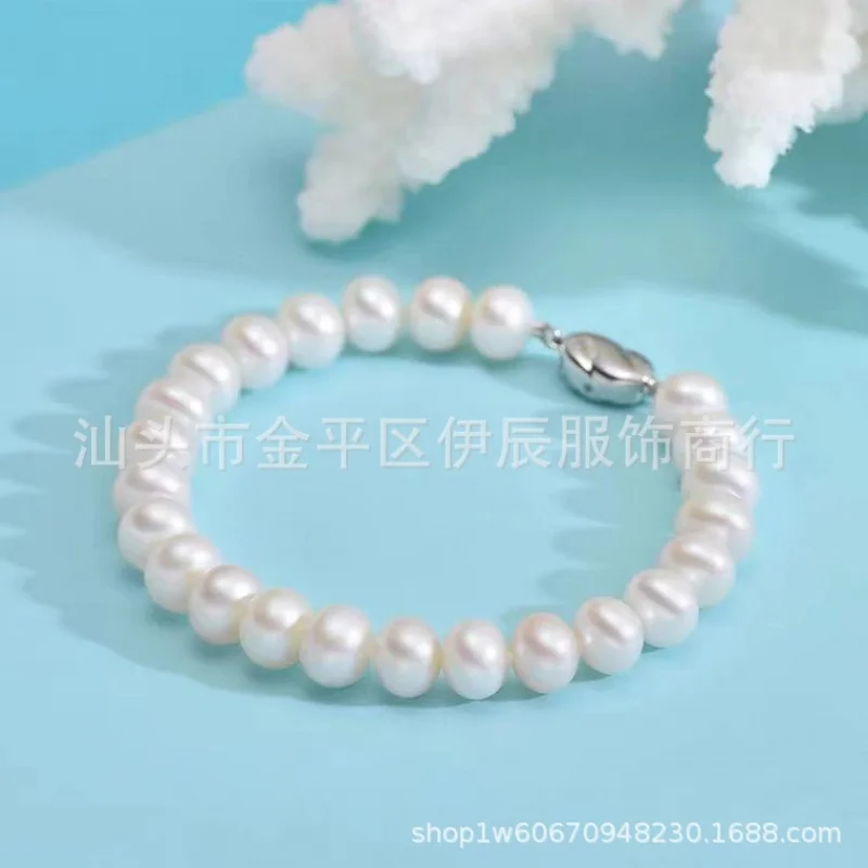 

Freshwater Near Round 9-10Mm Pearl Bracelet Female With S925 Silver Jewelry