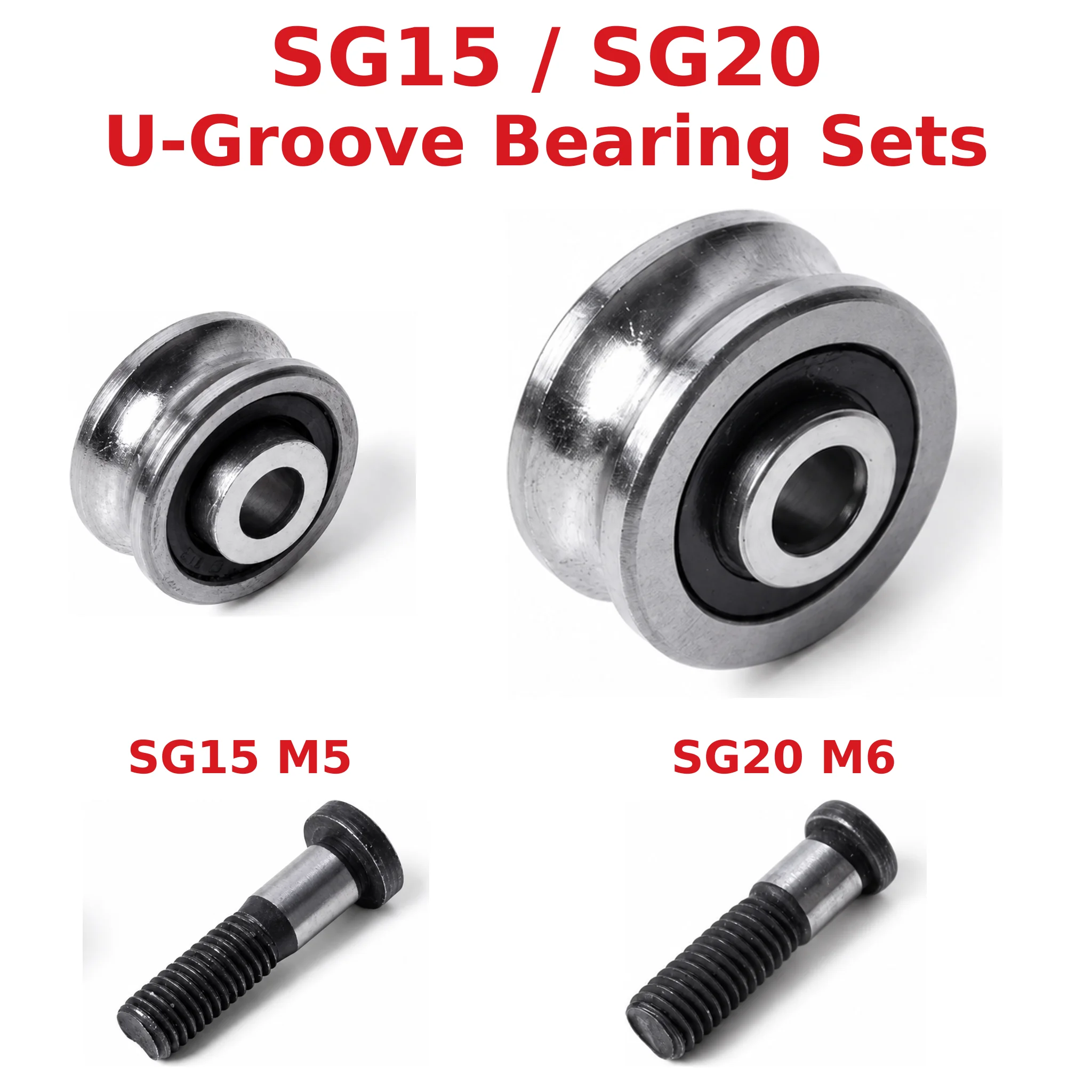 SG15 SG20 U Groove Guide Wheel Bearings with M5 M6 Screws and Eccentric Wheels for CO2 Laser Cutting Machine Linear Rail Parts