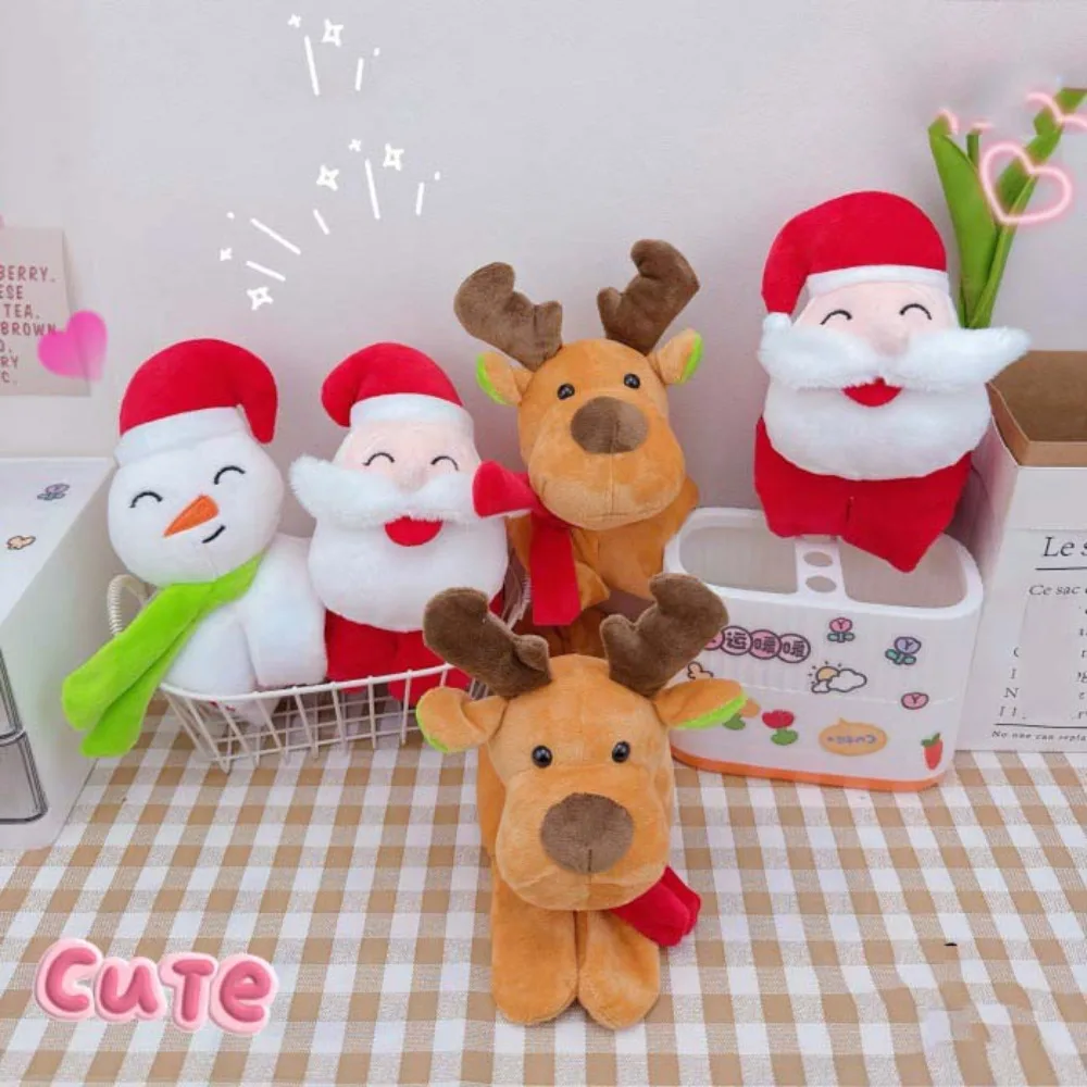 With Clap Circle Christmas Plush Toy Bracelet Santa Claus Furry Snowman Bracelet Plush Toy Singing Non-removable