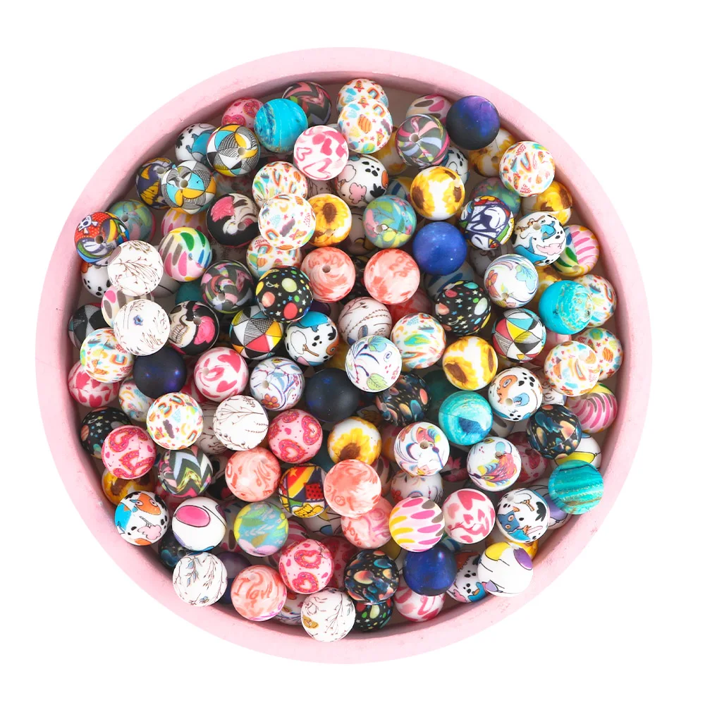 Leopard Print15MM 5Pcs/SET Round Beads Beads For Jewelry Making DIY Keychain Necklace Jewelry Accessories