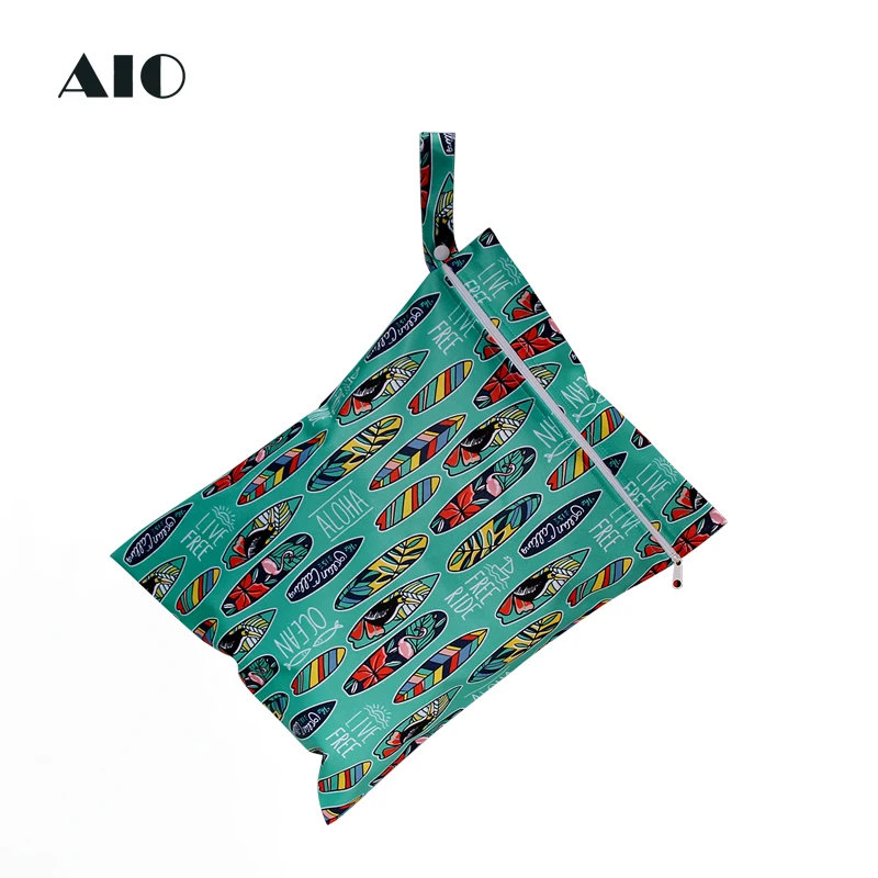 AIO 30*40cm Print Wet Bag Waterproof Baby Cloth Diaper Bag PUL Pocket Zipper Reusable Baby Nappy Diaper Rubbish WetBag Dropship