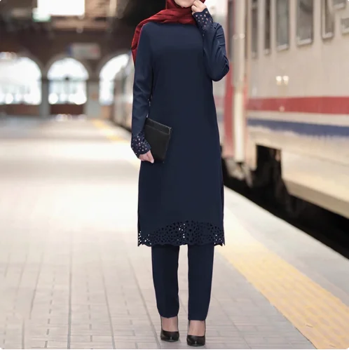 Malaysian Women's Ethnic Style Dress Two-piece Set Saudi Robe Pants