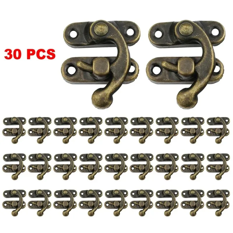 30Pcs Antique Bronze Box Hasps Iron Lock Catch Latches For Jewelry Chest Box Suitcase Buckle Clip Clasp  Wooden Box Hardware