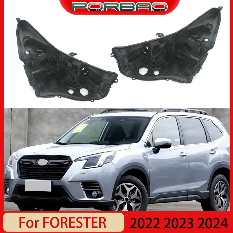 Headlight Bas For FORESTER 2022-2024 Replacement Headlight Housing Black shell base plastic House Case Black Rear Shell
