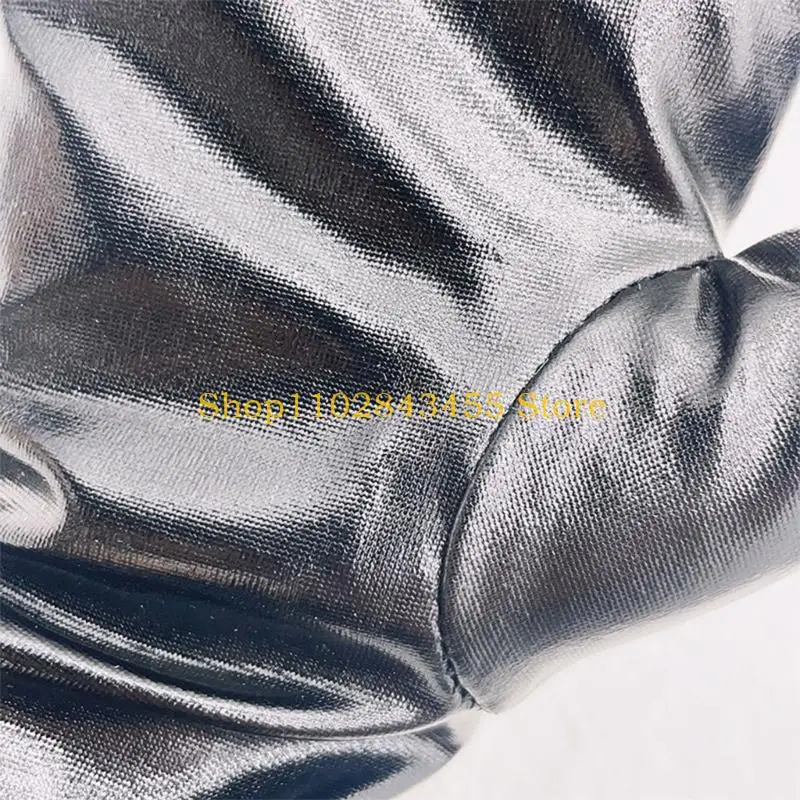 49MC Nightclub Metallic Gloves for Sexy Disco Dancing Elastic Full Finger Gloves