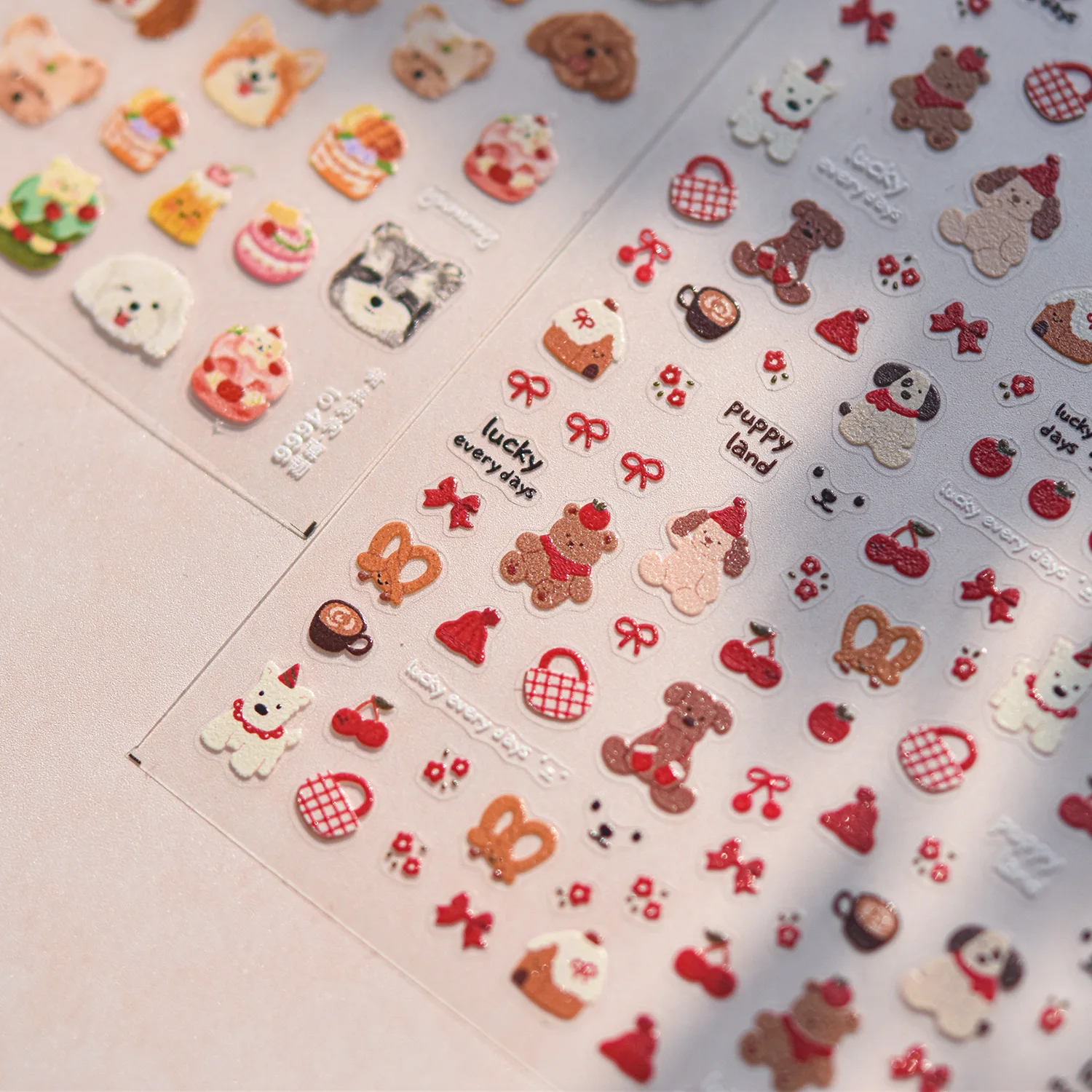 1pcs Cute Warm Winter Cat Dog Animals Dessert 3D Flat Nail Art Stickers Decorations Design DIY Nail Decorations Supplies